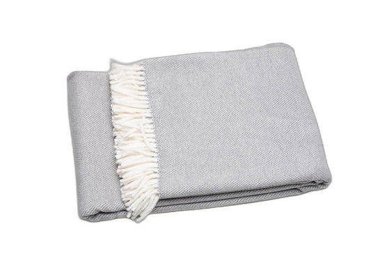 Light Gray Mini Dot Fringed Throw Blanket - Anthony & Home