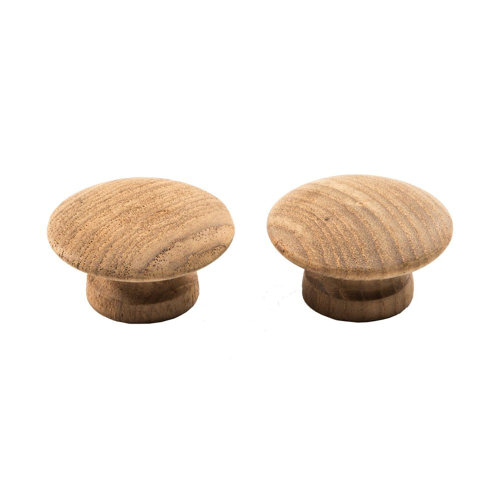 Set of Two Brown Wood Classic Round Drawer Pull Knobs