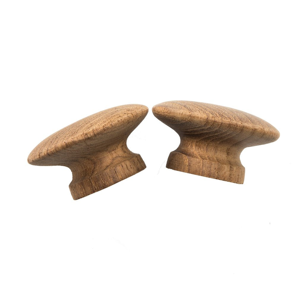 Set of two brown wood round drawer pull knobs from HomeRoots, classic design for furniture drawers and cabinets