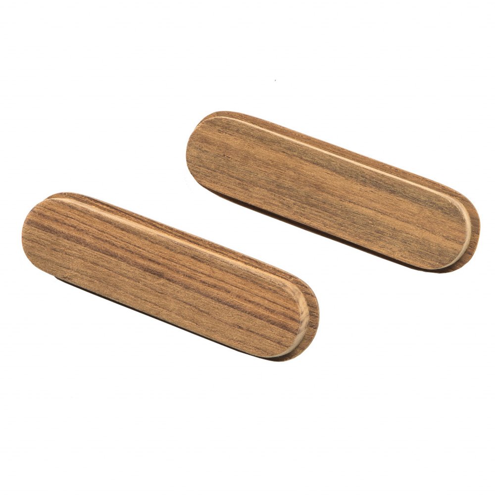 Set of Two Brown Teak Wood Drawer Pull Knobs