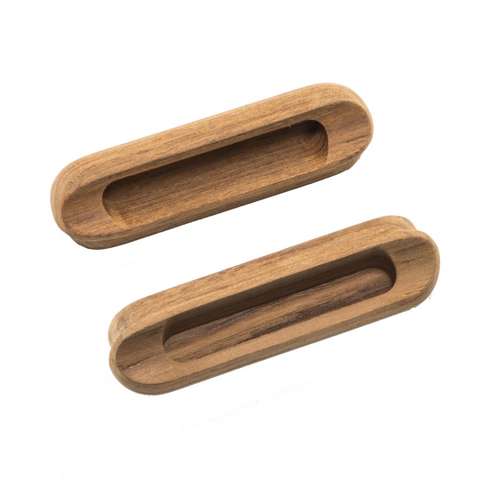 Set of Two Brown Teak Wood Drawer Pull Knobs