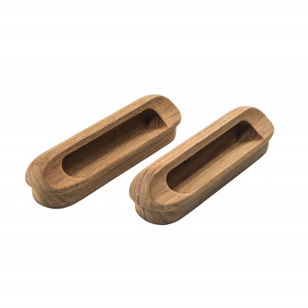 Set of Two Brown Teak Wood Drawer Pull Knobs
