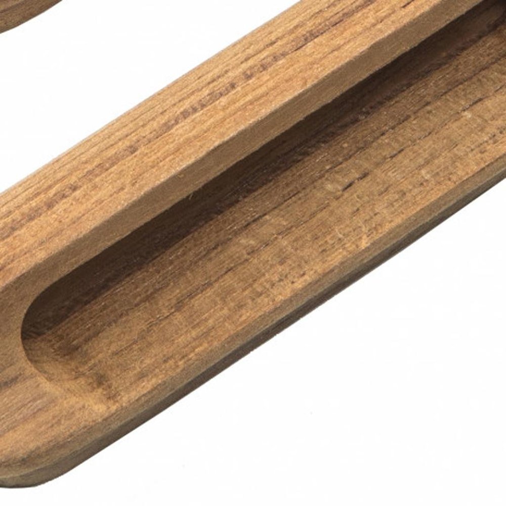 Set of Two Brown Teak Wood Drawer Pull Knobs