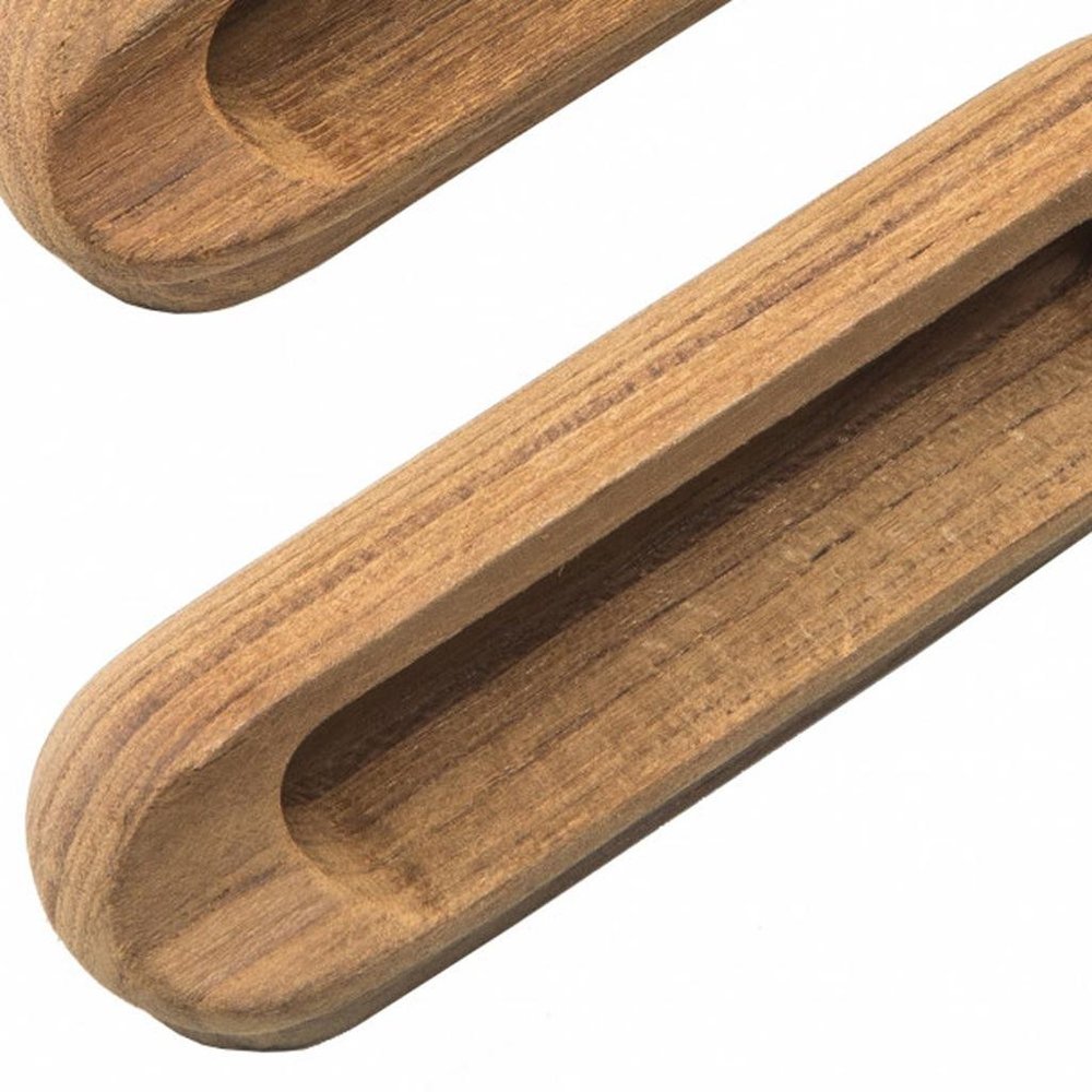 Set of Two Brown Teak Wood Drawer Pull Knobs