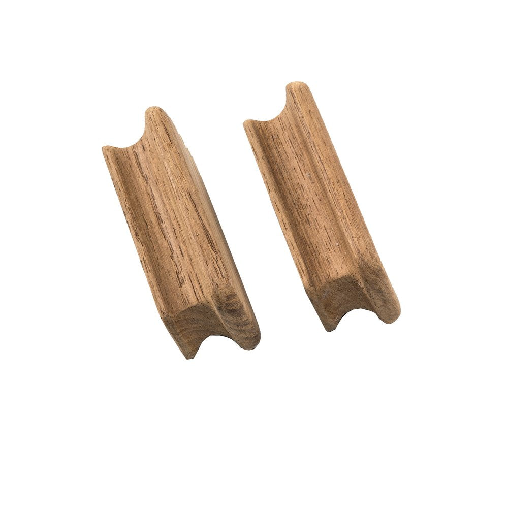 Set of Two Brown Teak Wood Drawer Pull Knobs