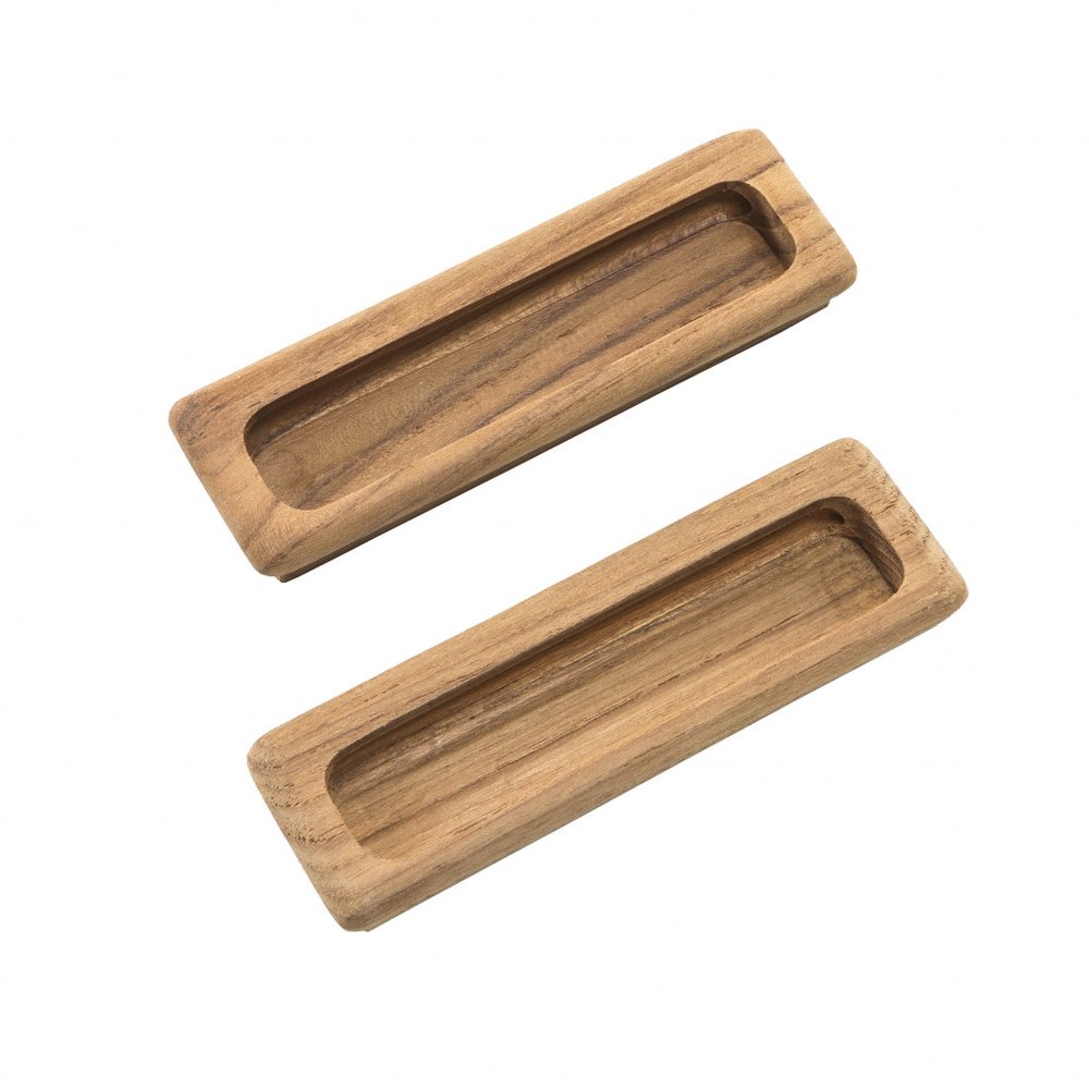 Set of Two Brown Teak Wood Drawer Pull Knobs