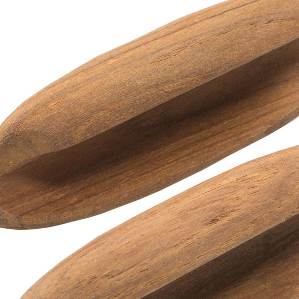 Set of Two Brown Wood Oval Drawer Pull Knobs