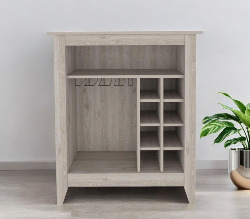 Light Gray Bar Cart With Wine Storage