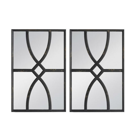 Set of Two Black Wood Framed Accent Mirror