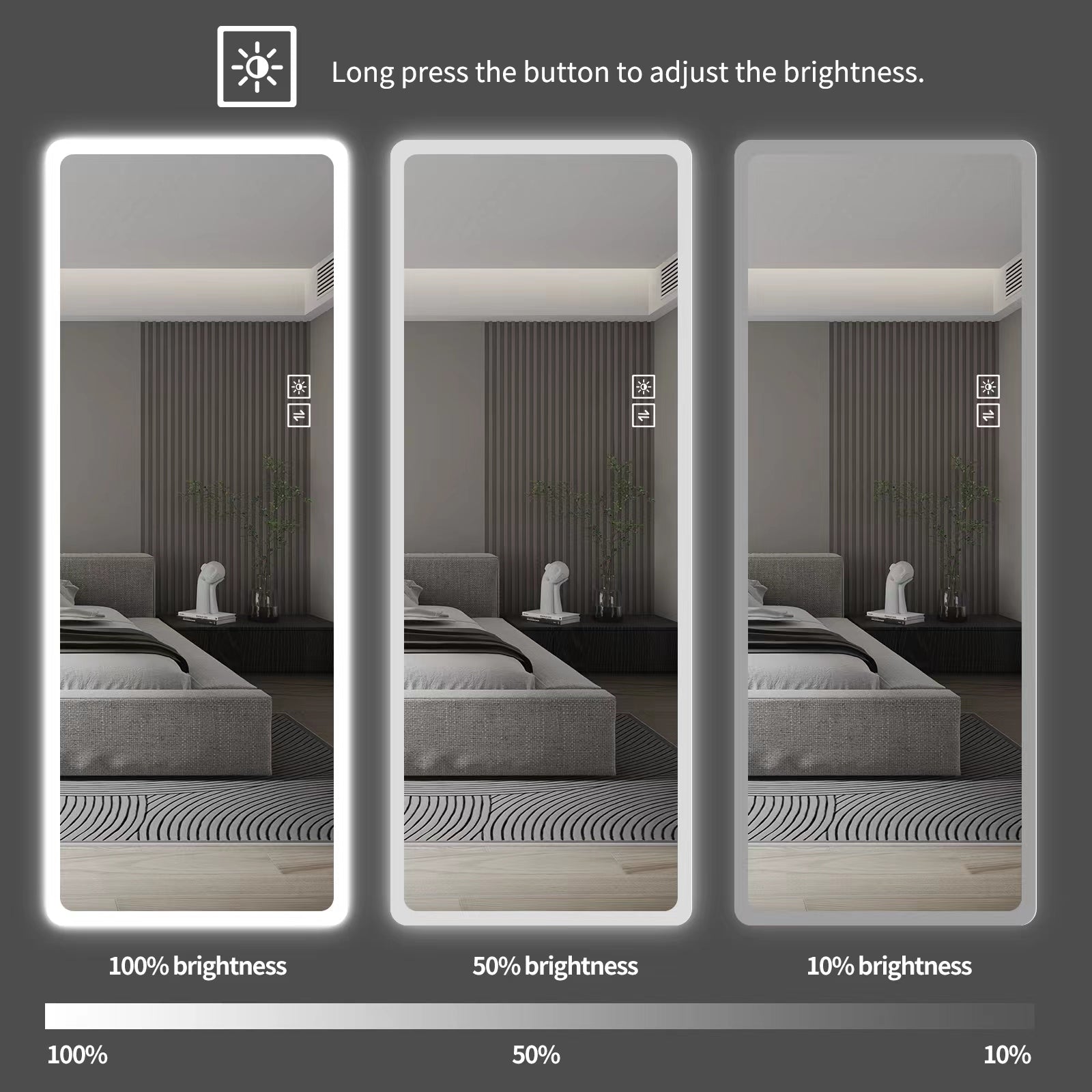 Anthony & Home Rimless LED vanity mirror, wall-mounted full-length mirror with 5mm silver glass from the Atelier Collection.