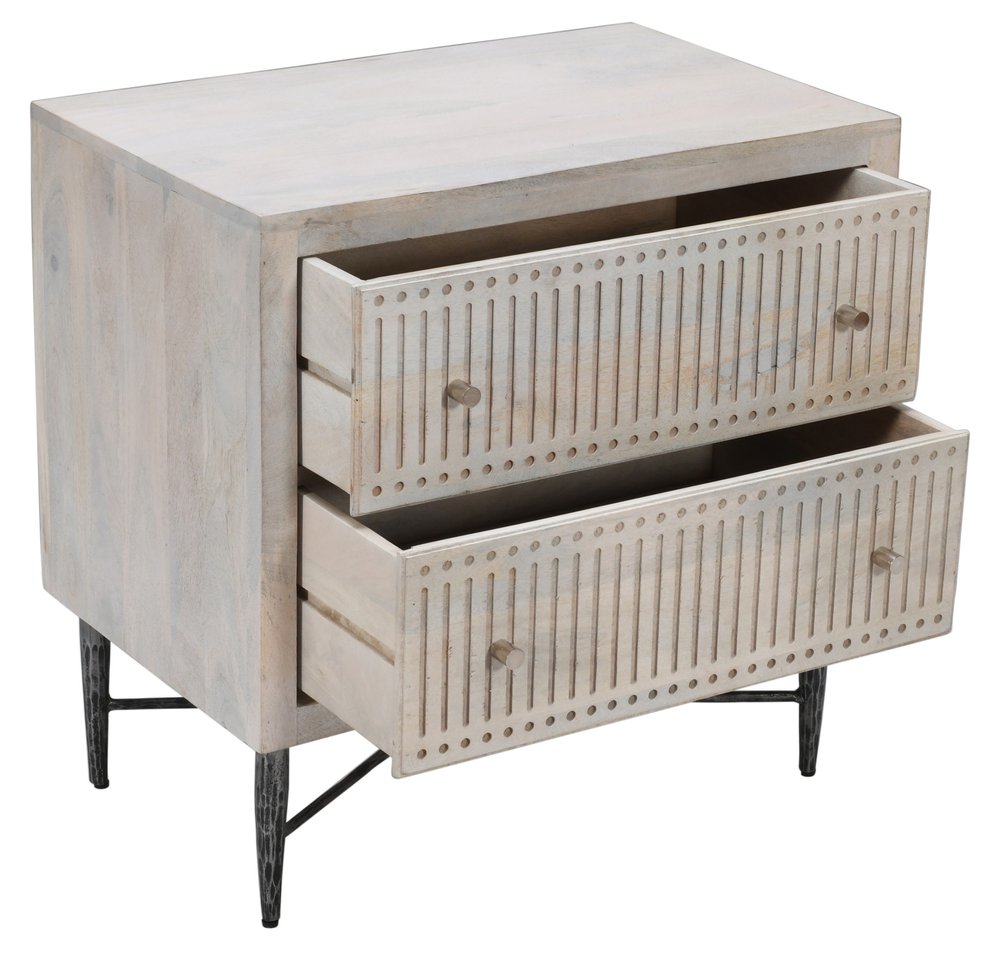 28" Ivory Solid Wood Two Drawer Nightstand