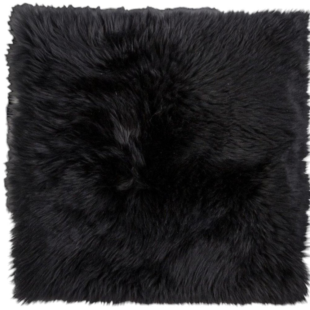 Set Of Two 17" X 17" Black Wool Chair Pads