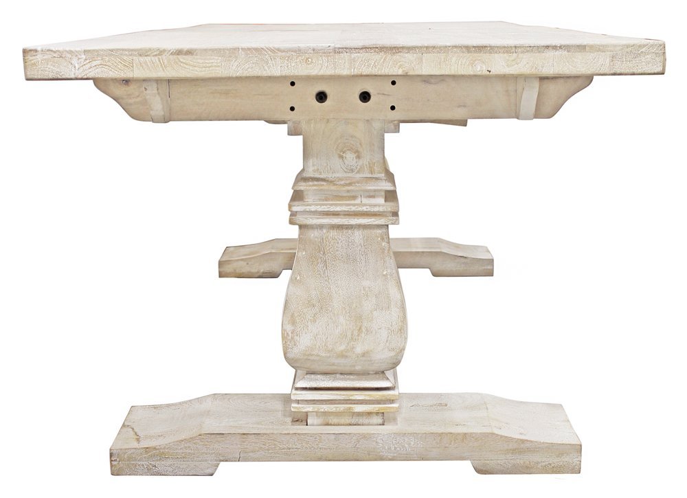 Seven Piece White Solid Wood Dining Set with Six Chairs - Anthony & Home