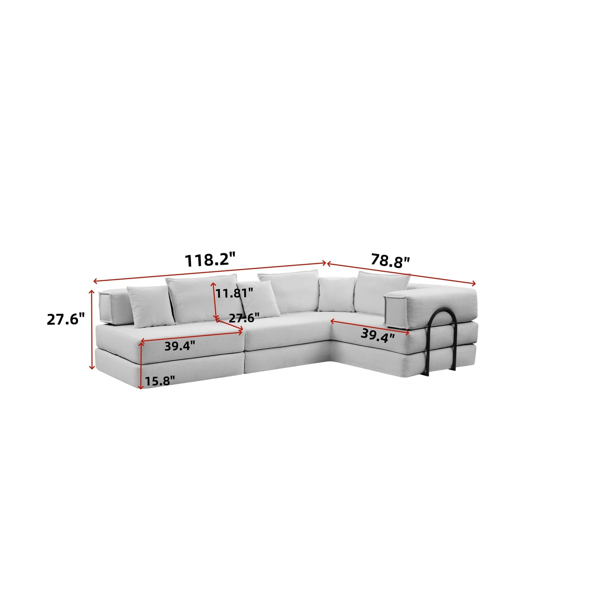 Black Anthony & Home corduroy modular sectional sofa with sleek design, shown in a modern living room setup.