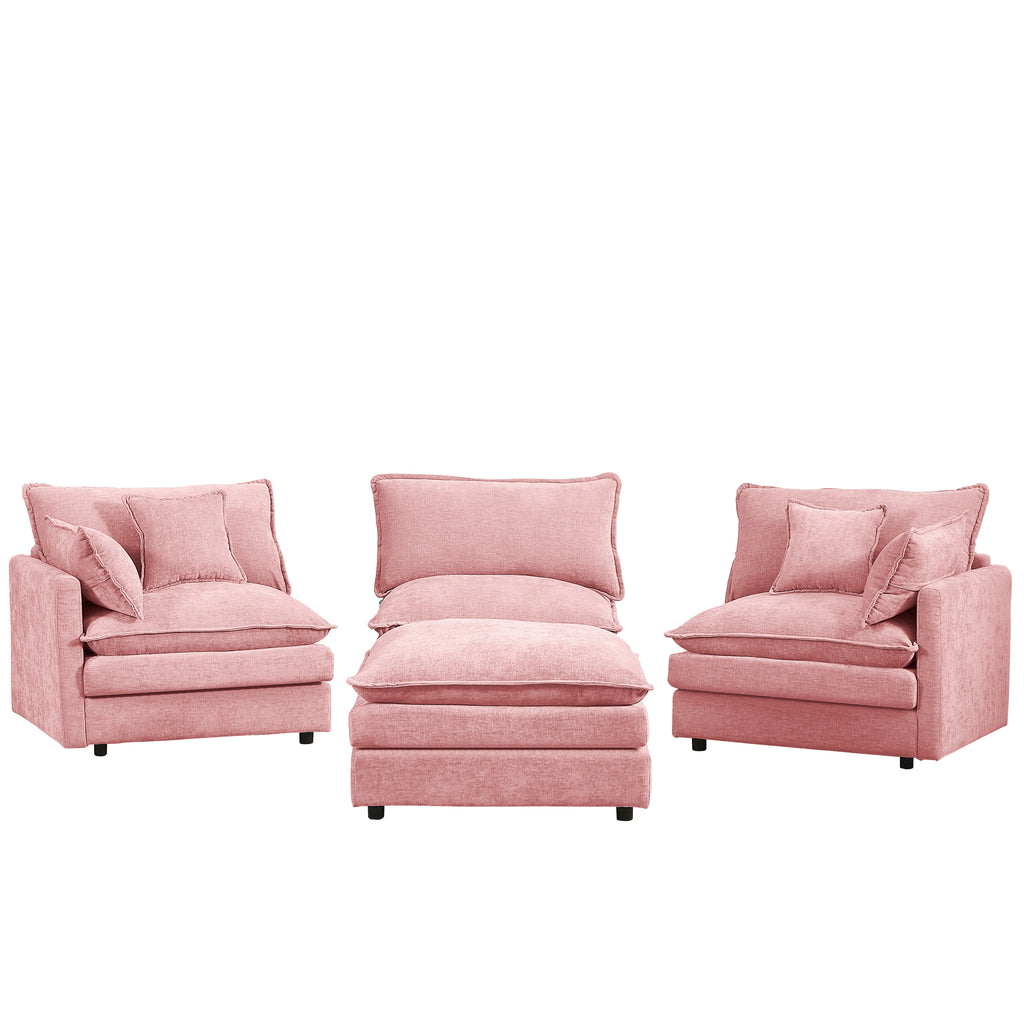 Anthony & Home chenille modular sectional sofa with 102-inch L-shape and movable ottoman in a modern living room setting.
