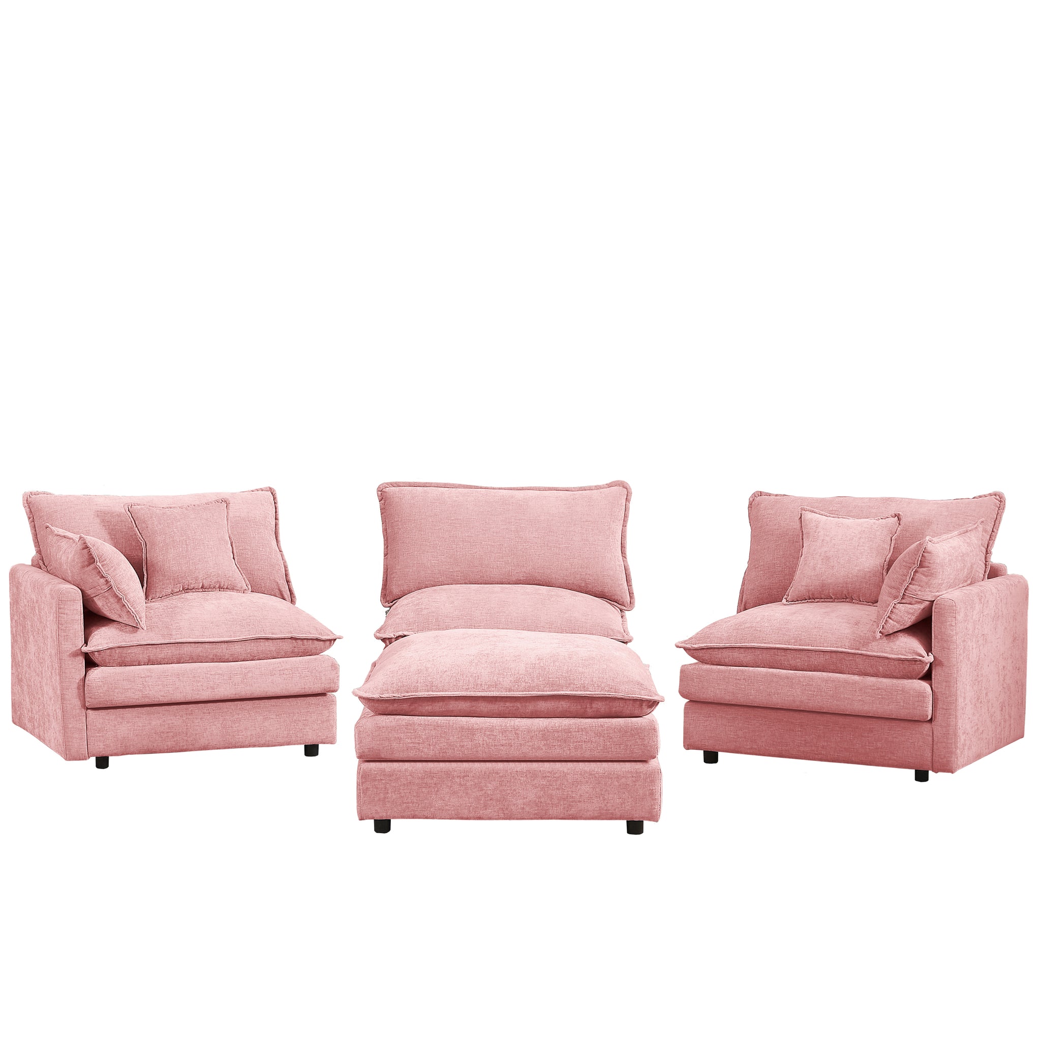 Anthony & Home chenille modular sectional sofa with 102-inch L-shape and movable ottoman in a modern living room setting.