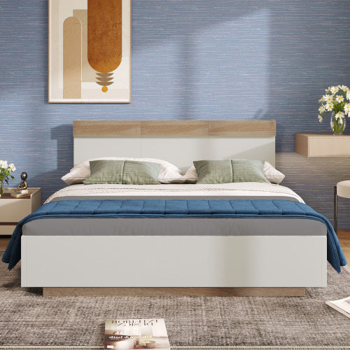 Floating Bed With Timber Slatted Frame Headboard 140x200