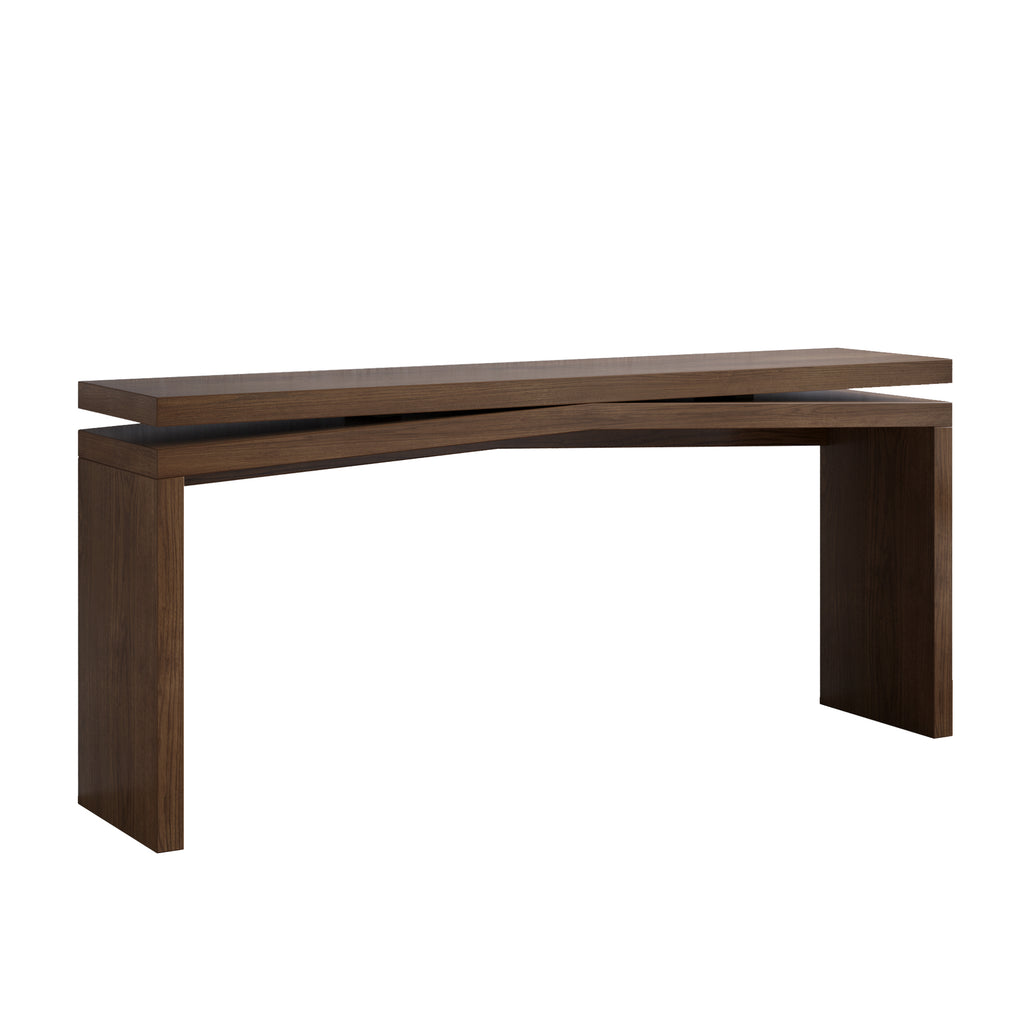 Antique rustic brown 65-inch solid wood veneer console table by Anthony & Home, ideal for entryway decor.