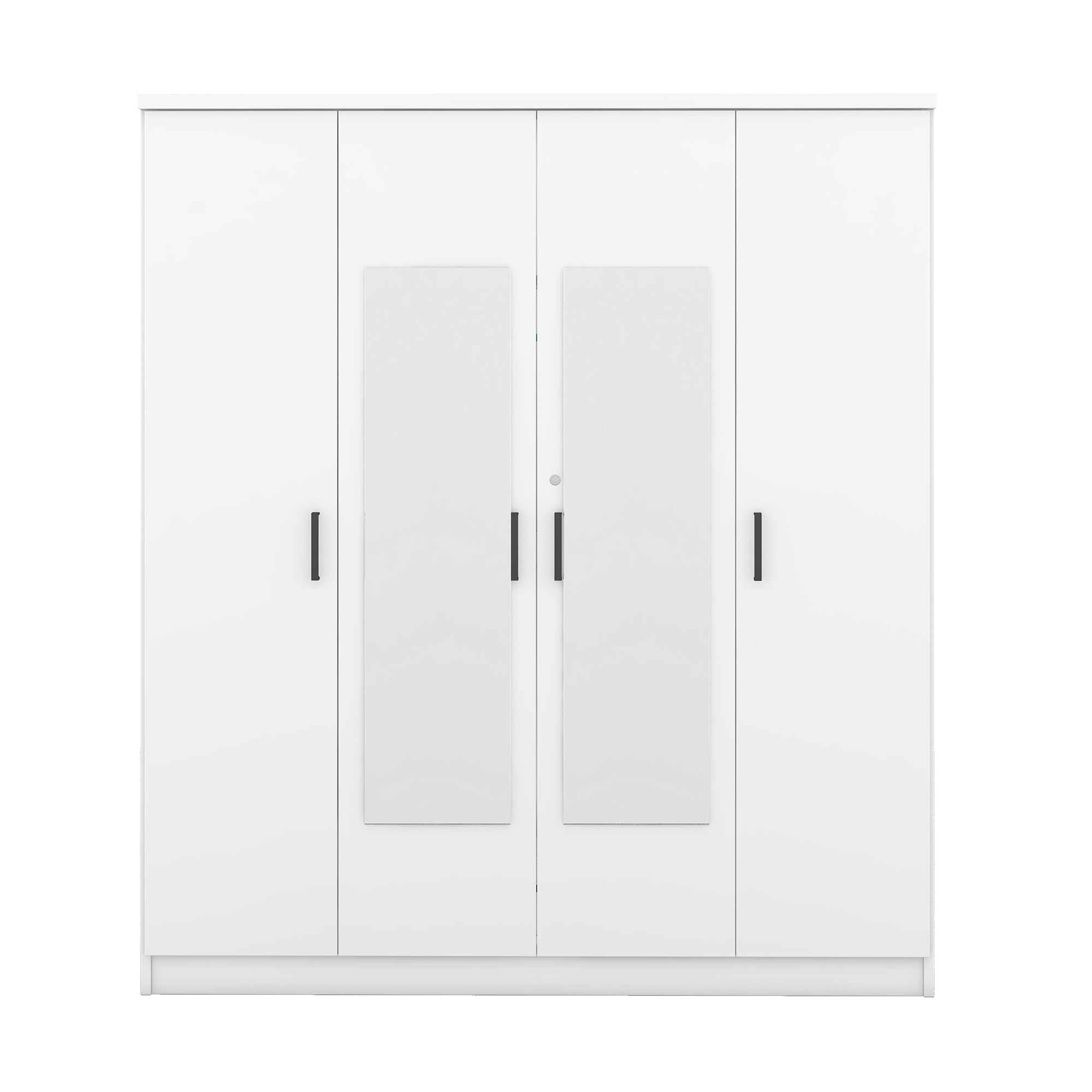 White plywood mirror wardrobe with 4 doors, modern design by Anthony & Home, limited edition storage solution for bedroom.