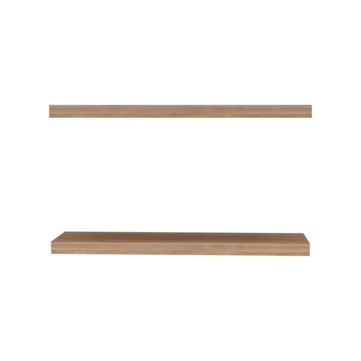 Set of two 31.5-inch floating shelves with walnut finish by Anthony & Home, showcasing sleek wall-mounted storage and display space.