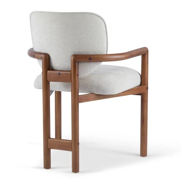 Dining Chairs Set Of 2 Rubber Wood Arm Chairs Beige Fabric