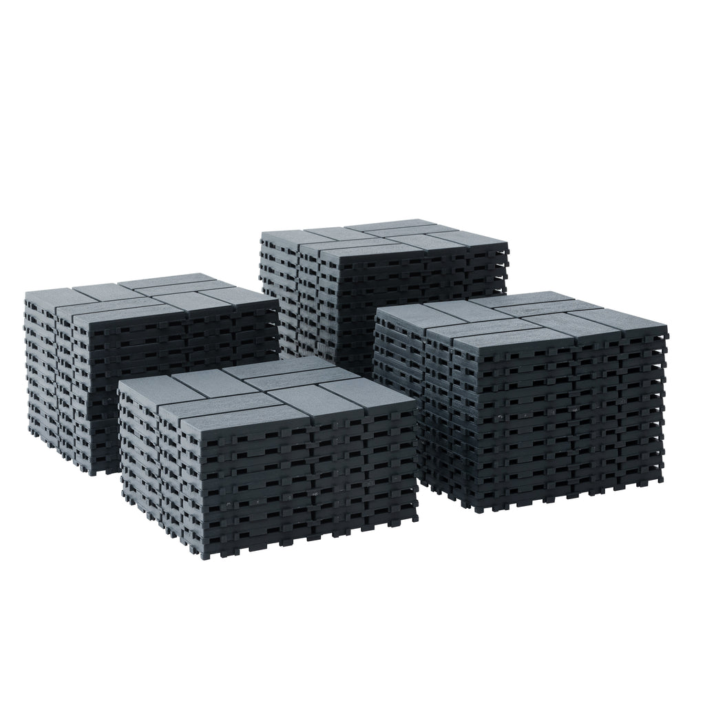 Grey polypropylene interlocking deck tiles 12x12 inches, 44-pack by Anthony & Home, showing the modular interlocking surface pattern.