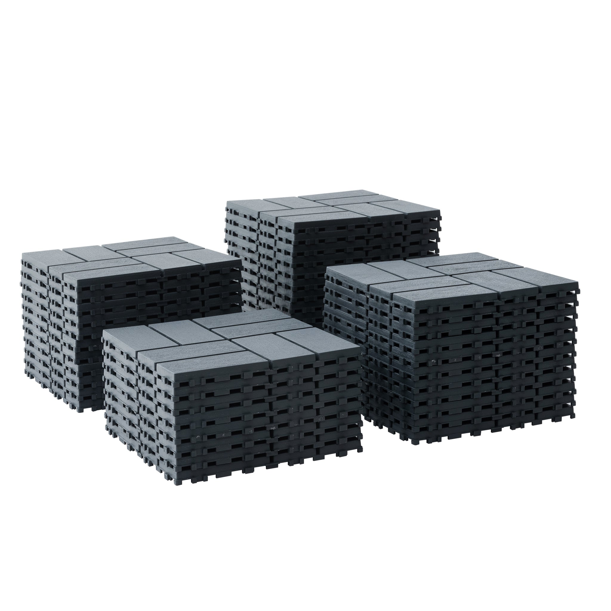 Grey polypropylene interlocking deck tiles 12x12 inches, 44-pack by Anthony & Home, showing the modular interlocking surface pattern.