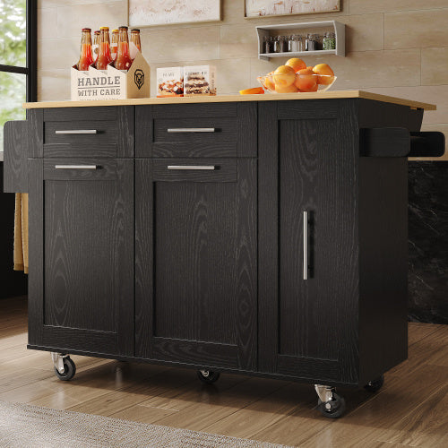 Modern Kitchen Island Cabinet Buffet Set Black With Storage