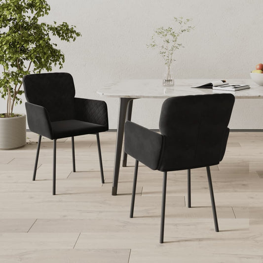 Black Velvet Dining Chairs Set of 2 for Elegant Dining