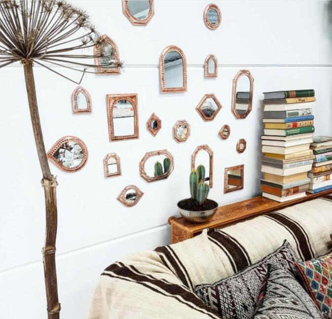 Handmade Door Makeup Mirror Boho Decor Copper Alloy