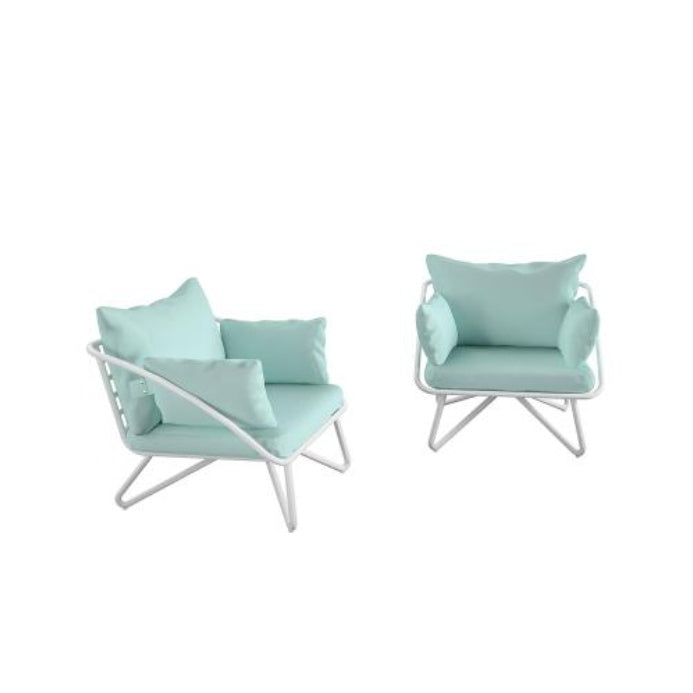 Teddi Outdoor Two Person Lounge Chairs Aqua Finish Set