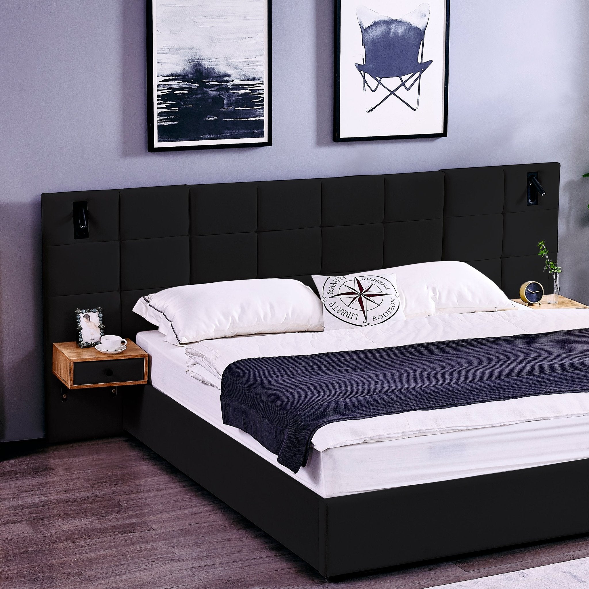Anthony & Home Signature Velvet King Platform Bed with Storage, featuring plush velvet upholstery and built-in drawers for bedroom storage.