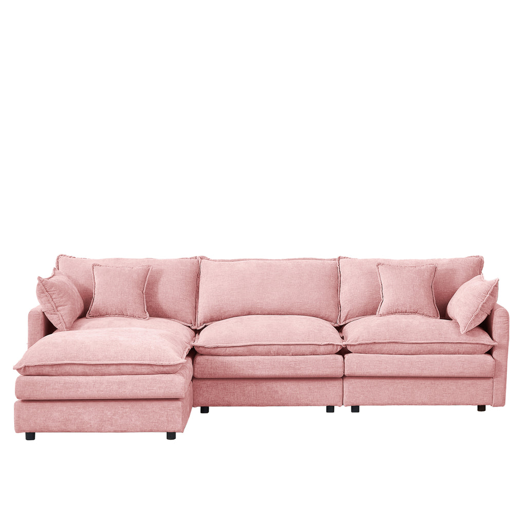 Anthony & Home Chenille L-shaped sectional sofa with 102-inch length and movable ottoman, part of the Studio Collection.