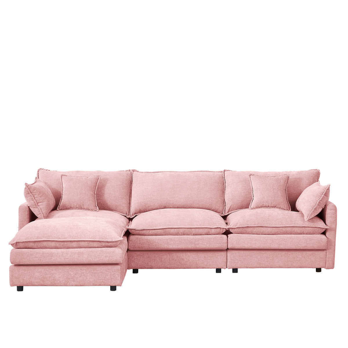 Anthony & Home Chenille L-shaped sectional sofa with 102-inch length and movable ottoman, part of the Studio Collection.
