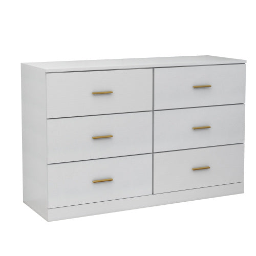 Modern White 6 Drawer Dresser For Bedroom Ample Storage