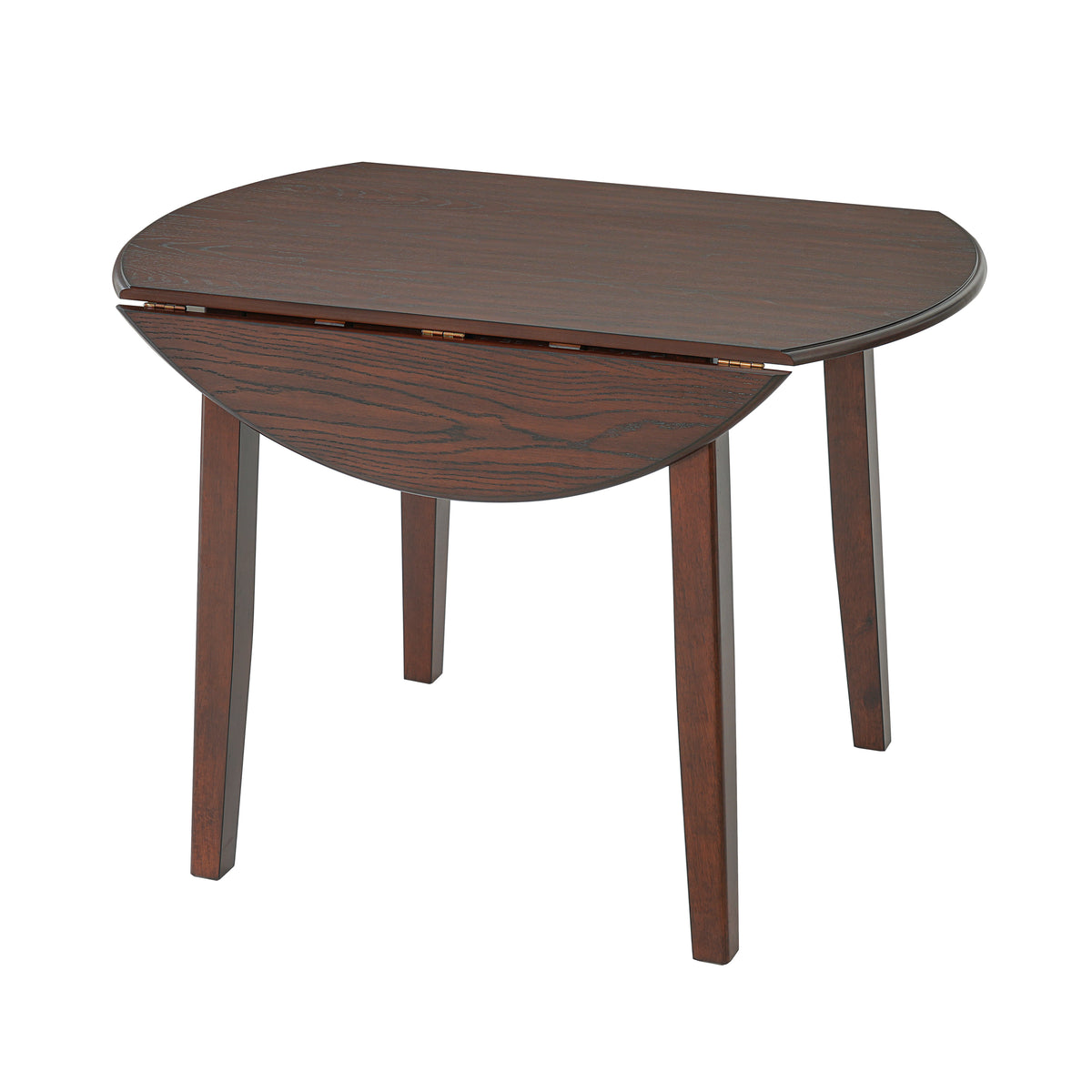 Anthony & Home Atelier Walnut extendable round dining table with wood finish, showing its sleek design and extendable feature.