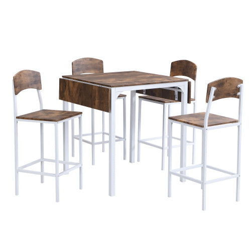 Topmax Farmhouse Counter Height Drop Leaf Dining Table Set