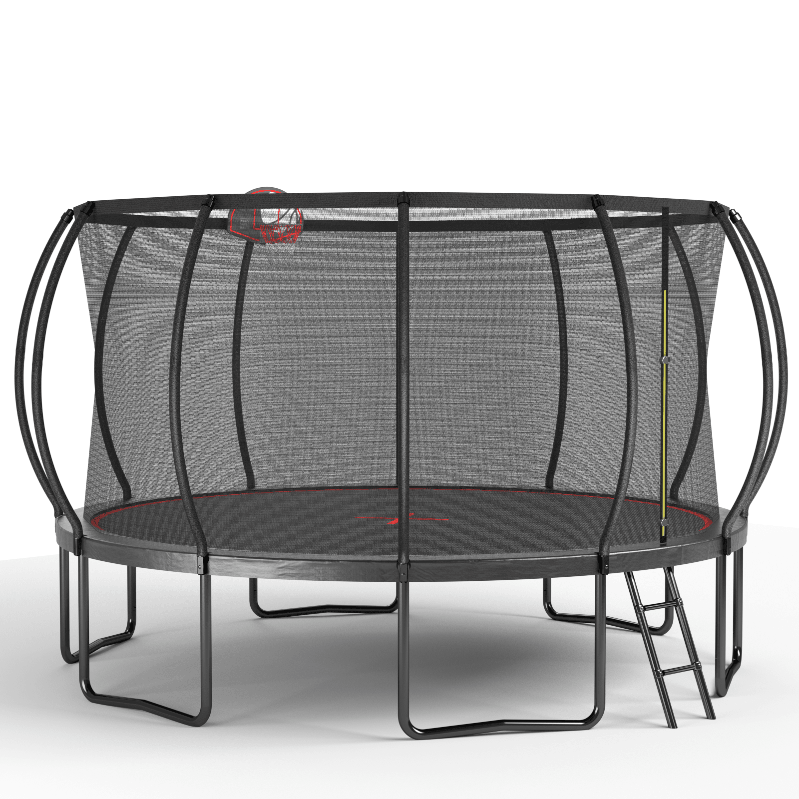 Anthony & Home YC Limited Edition 14-foot outdoor trampoline with galvanized steel frame in a garden setting