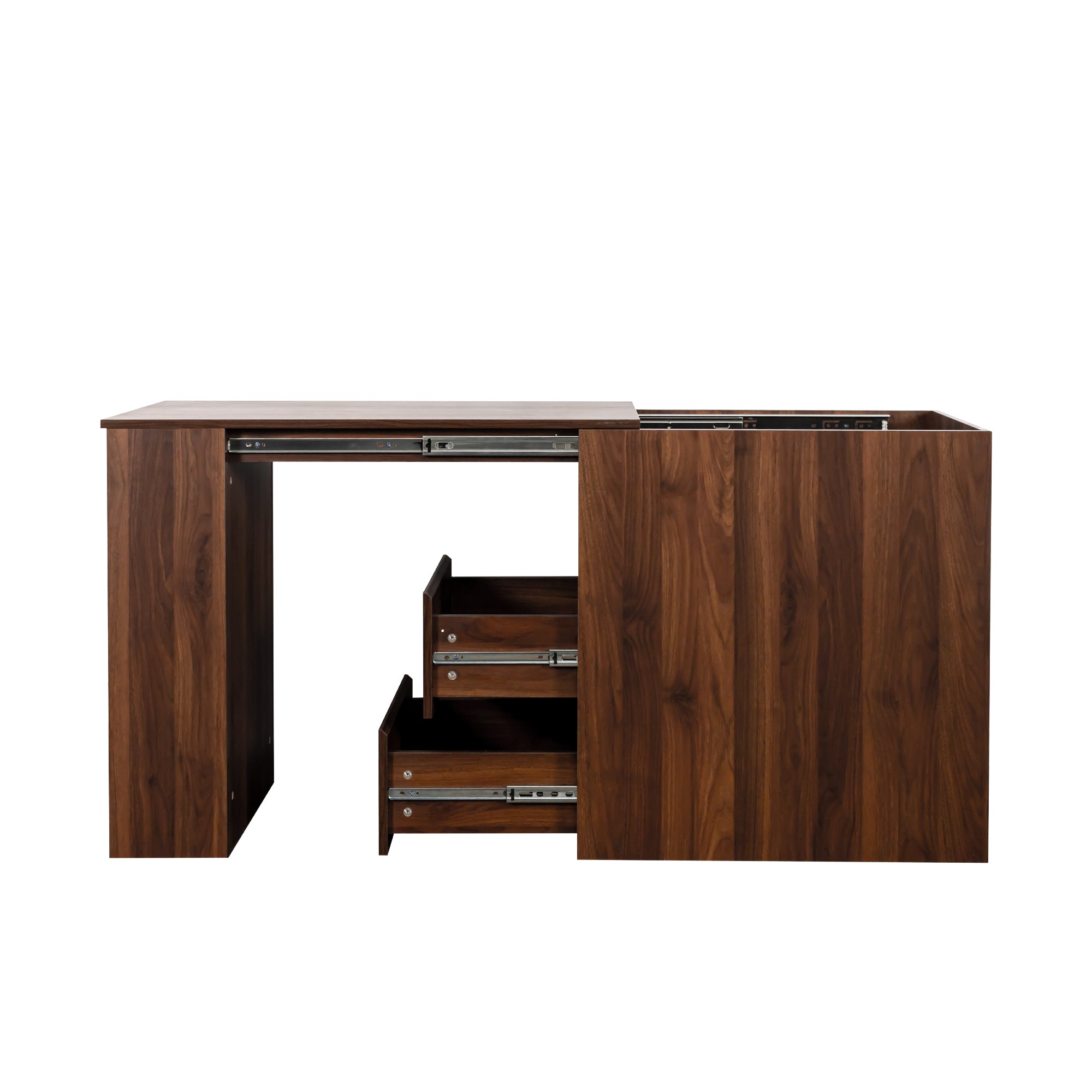 Walnut Collection limited Anthony & Home computer desk with drawers, featuring a sleek wooden surface and storage compartments.