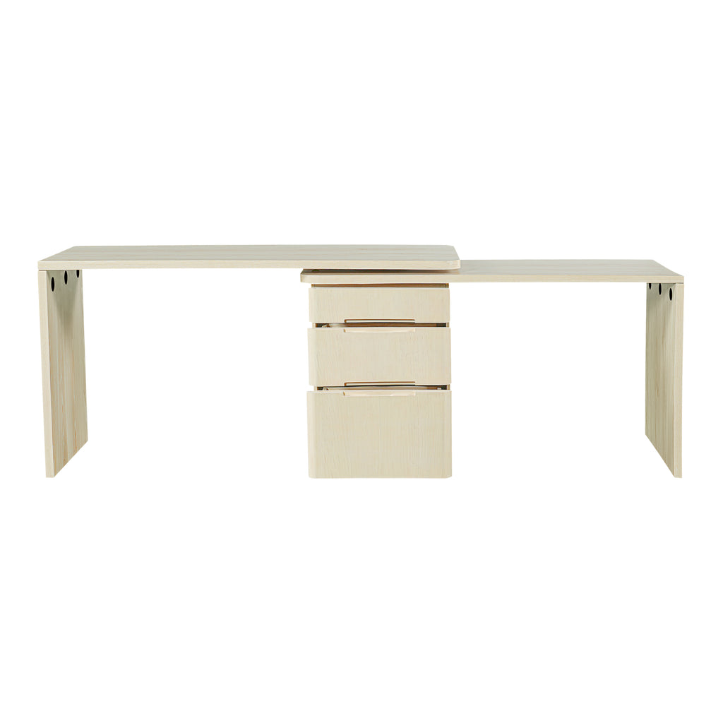 Anthony & Home Atelier 90-inch natural wood L-shaped desk with a spacious workspace and sturdy wood finish.