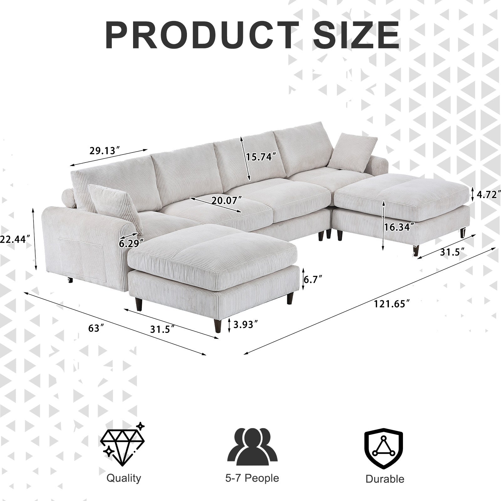 Limited edition Anthony & Home corduroy modular sofa with plush cushions and versatile design in a modern living room setting.
