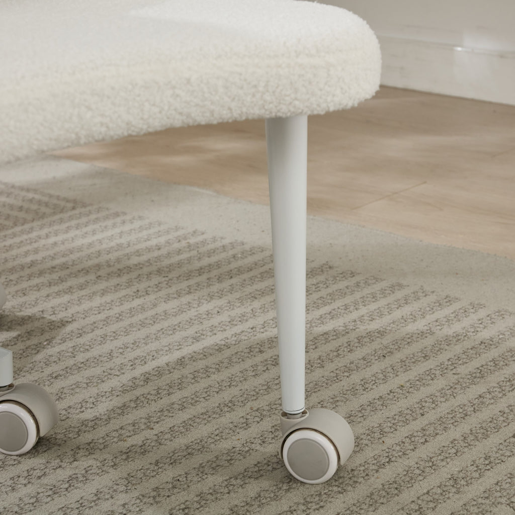 Ivory cross-legged meditation chair with wheels by Anthony & Home, designed for comfortable seated meditation practice