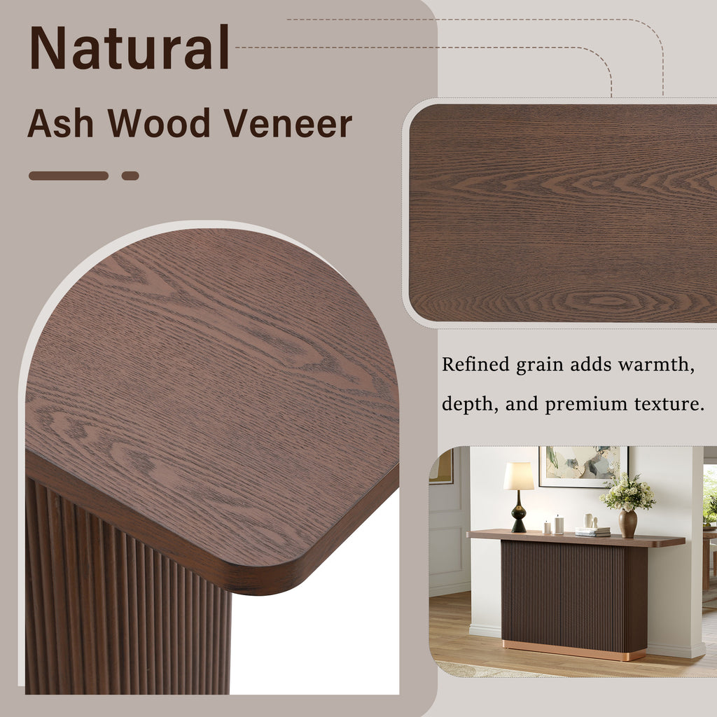 Anthony & Home console table with ash veneer top, fluted base, and metal accent, part of the Studio Collection.