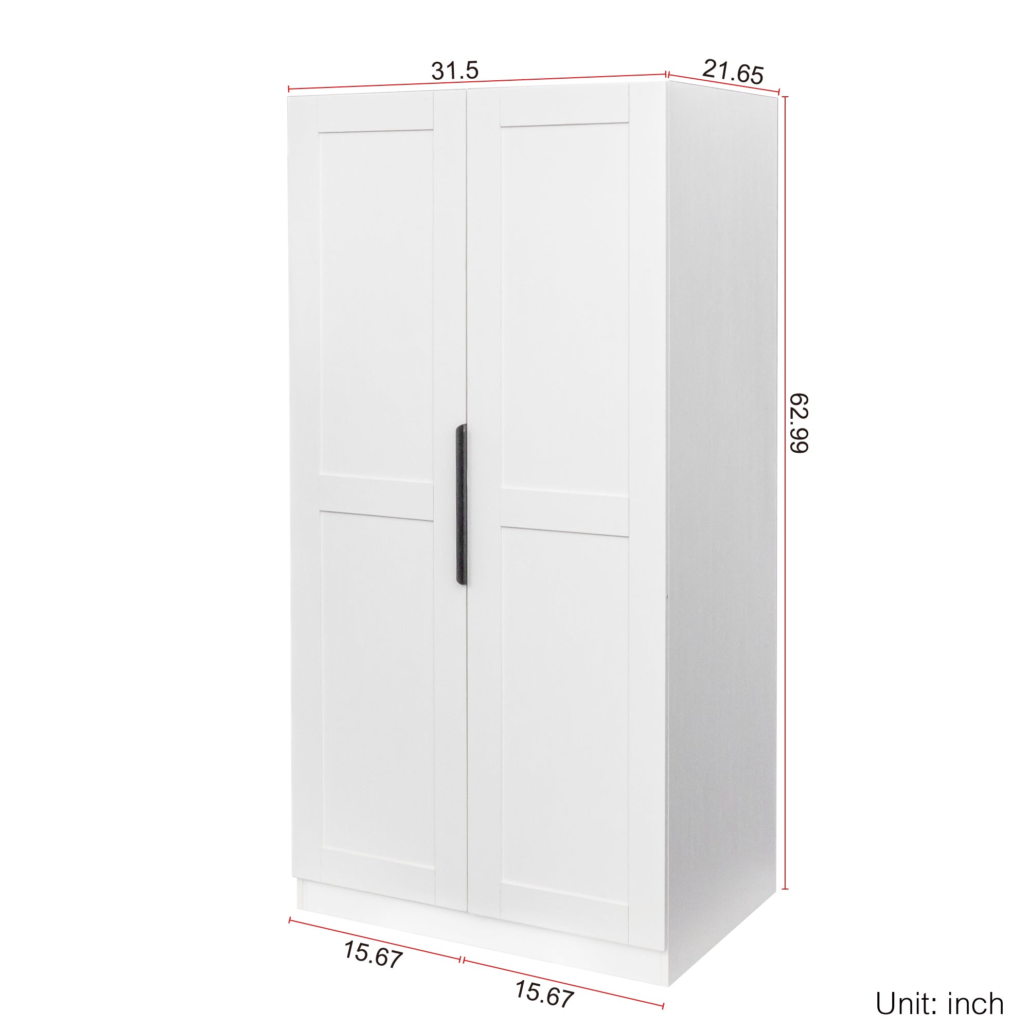 Anthony & Home white pantry cabinet with doors and shelves, ideal for kitchen storage and organization.