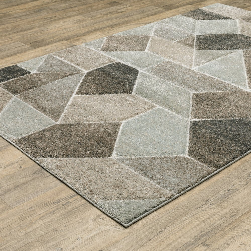 Gray And Ivory Geometric Area Rug