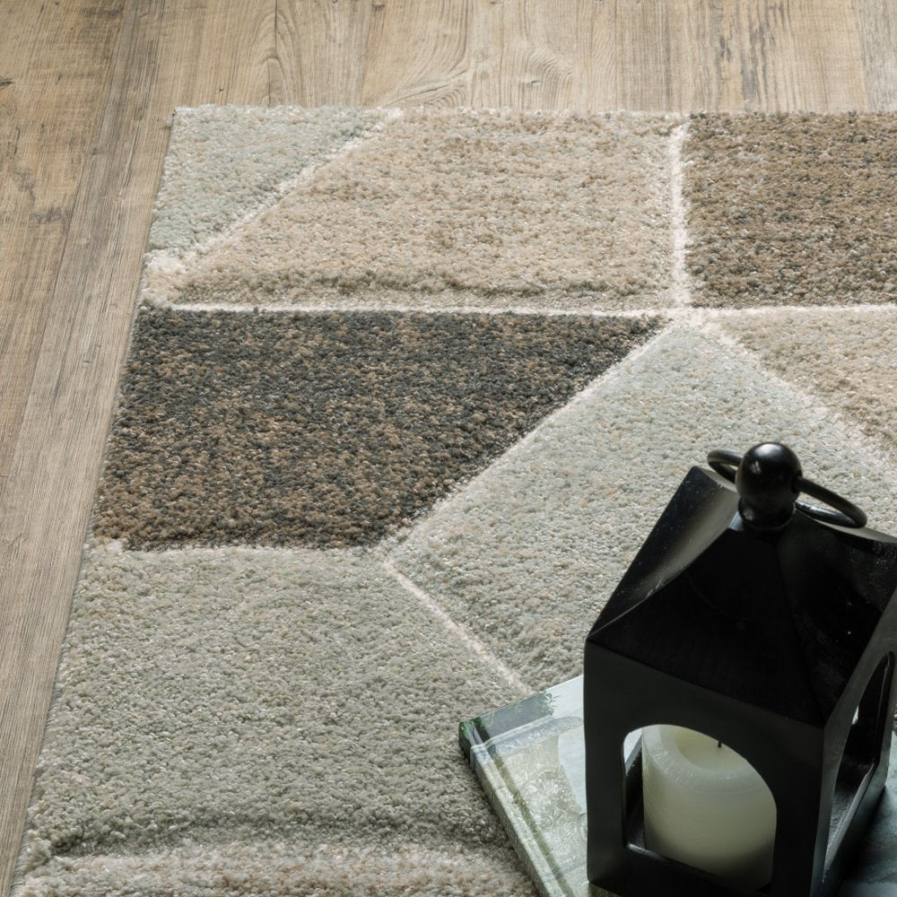 Gray And Ivory Geometric Area Rug