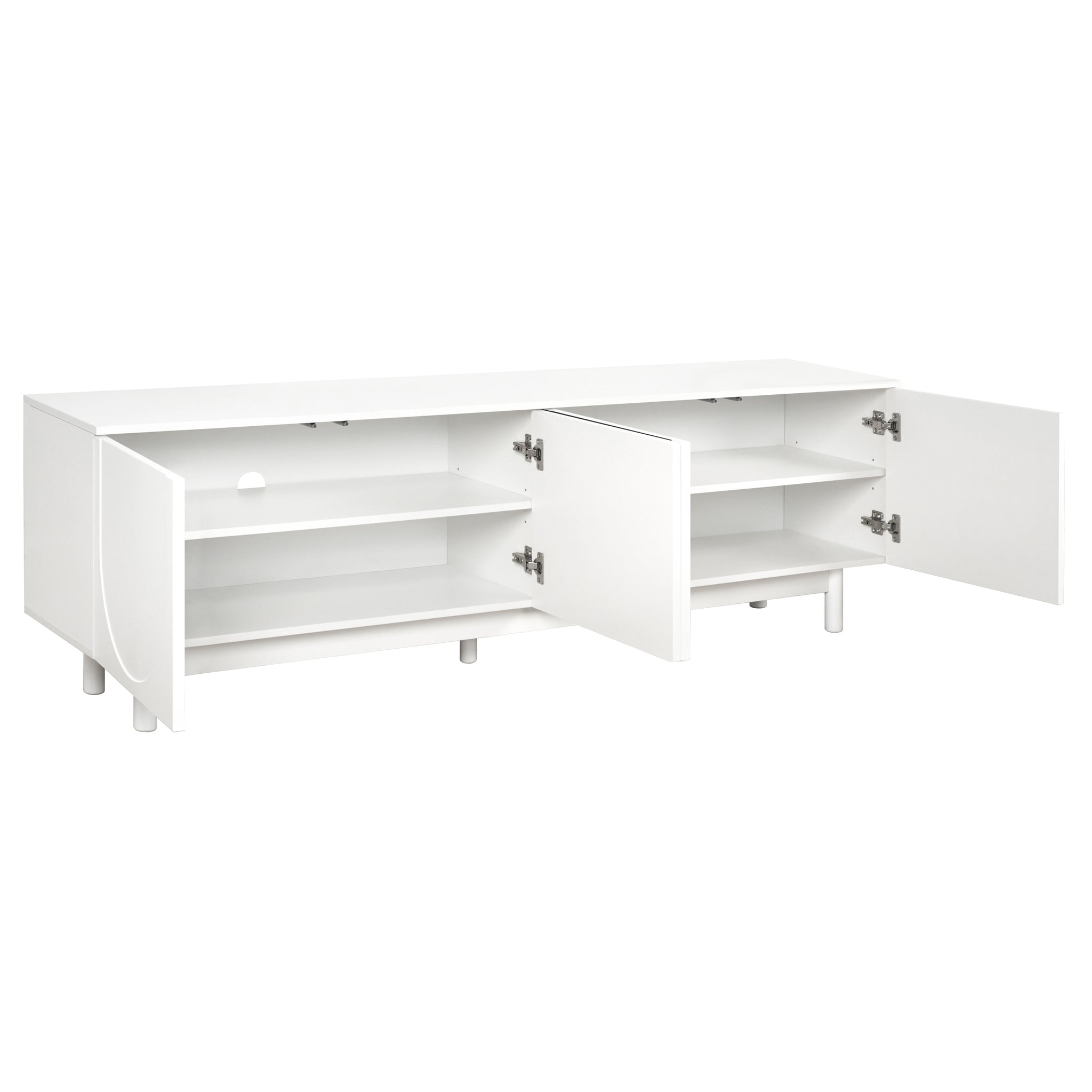 Anthony & Home studio TV stand with arch cabinets, solid wood legs, and a modern design for stylish living room storage.