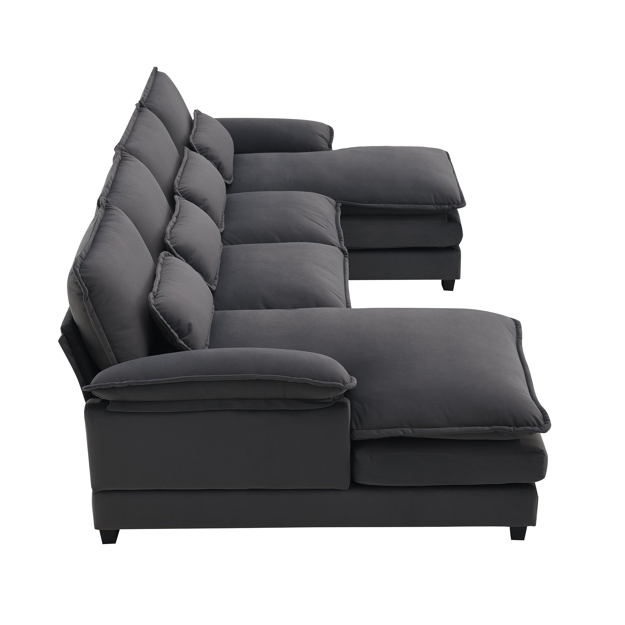 Velvet U-shaped sectional sofa with chaise from Anthony & Home Luxe Collection, featuring plush upholstery and spacious seating.