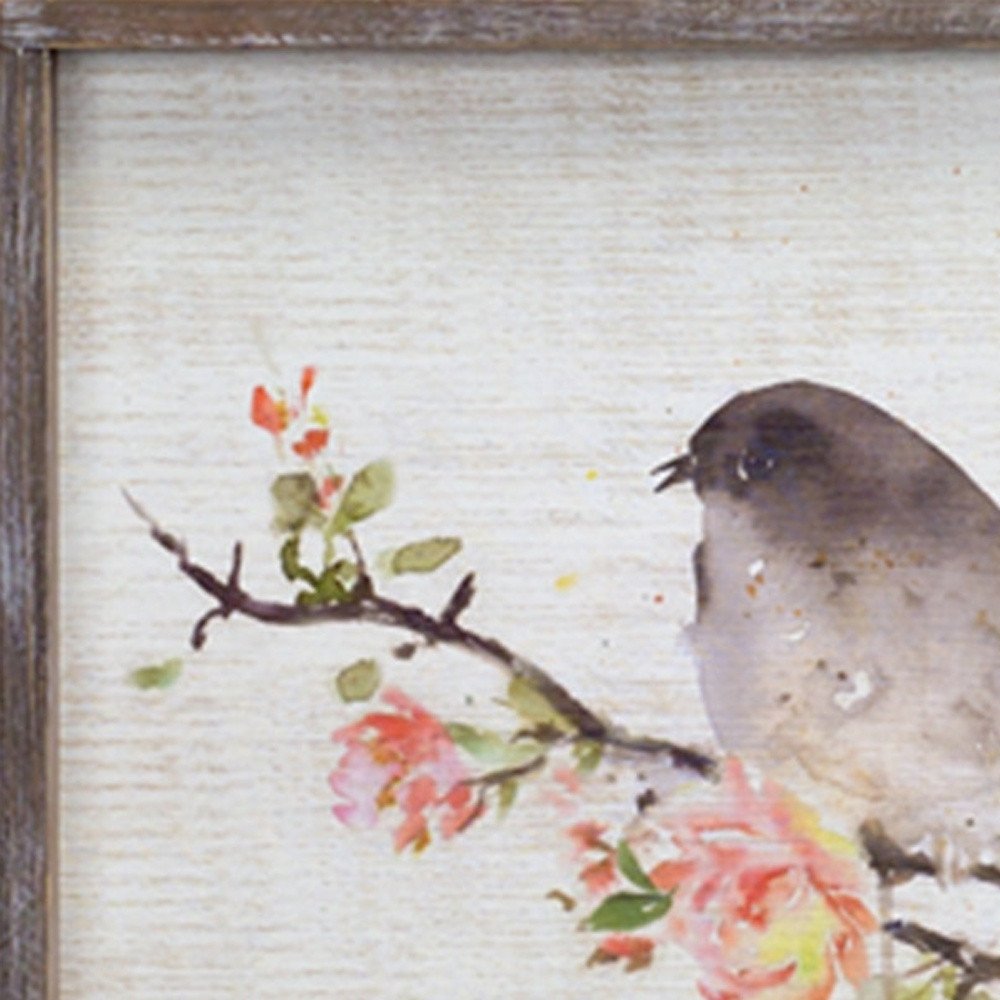 Set of Two Brown Bird Wood Square Framed Art