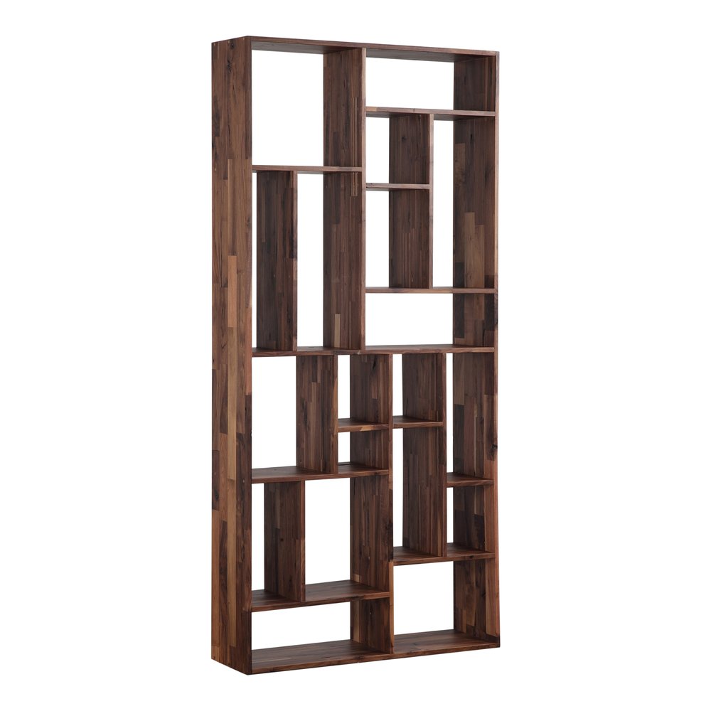Brown And Natural Wood Ten Tier Bookcase